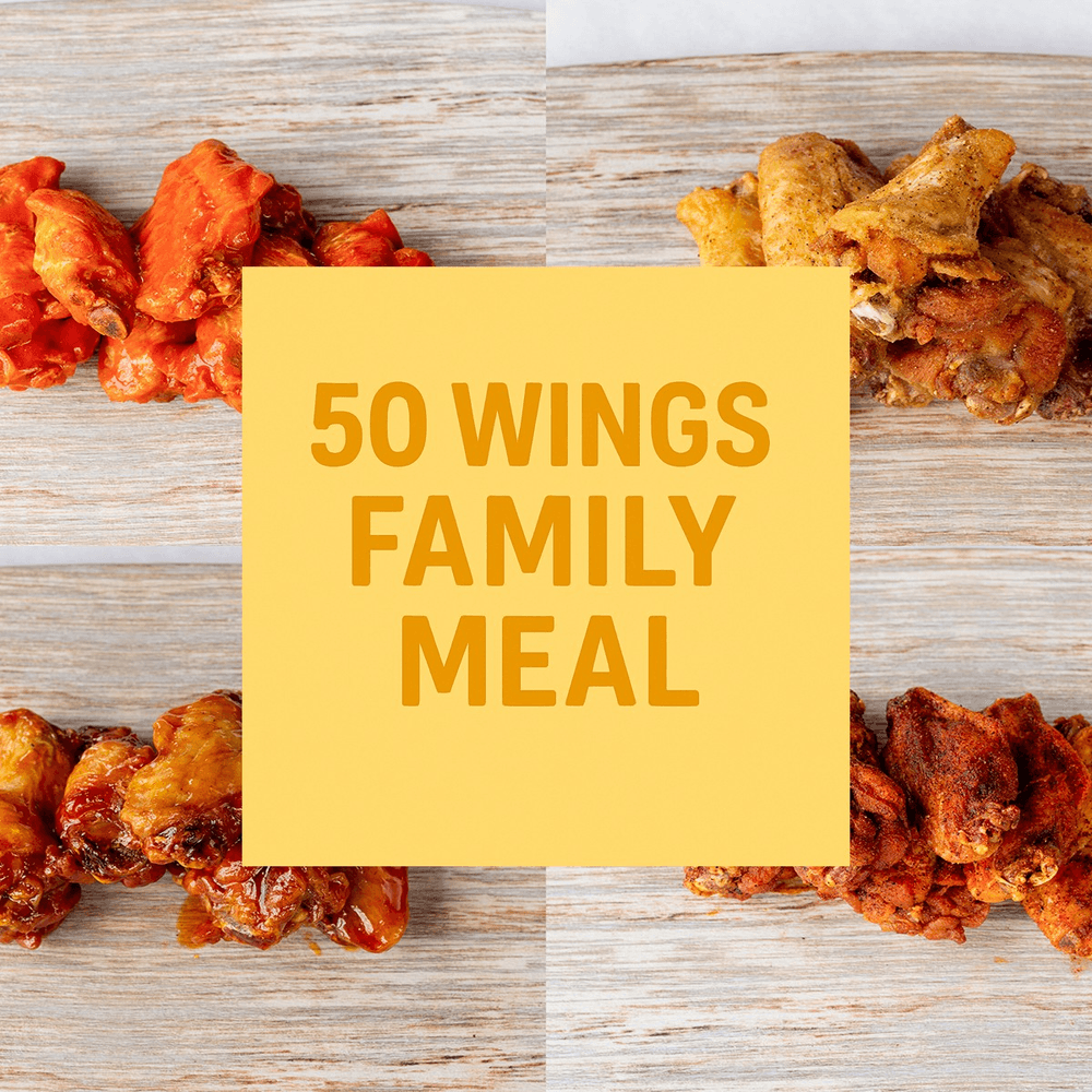 50 Piece Chicken Wings w/Fries, Soda