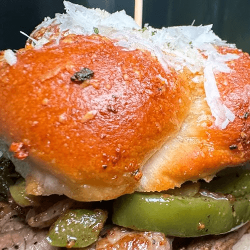 Rib Eye Steak Garlic Knot Sandwiches