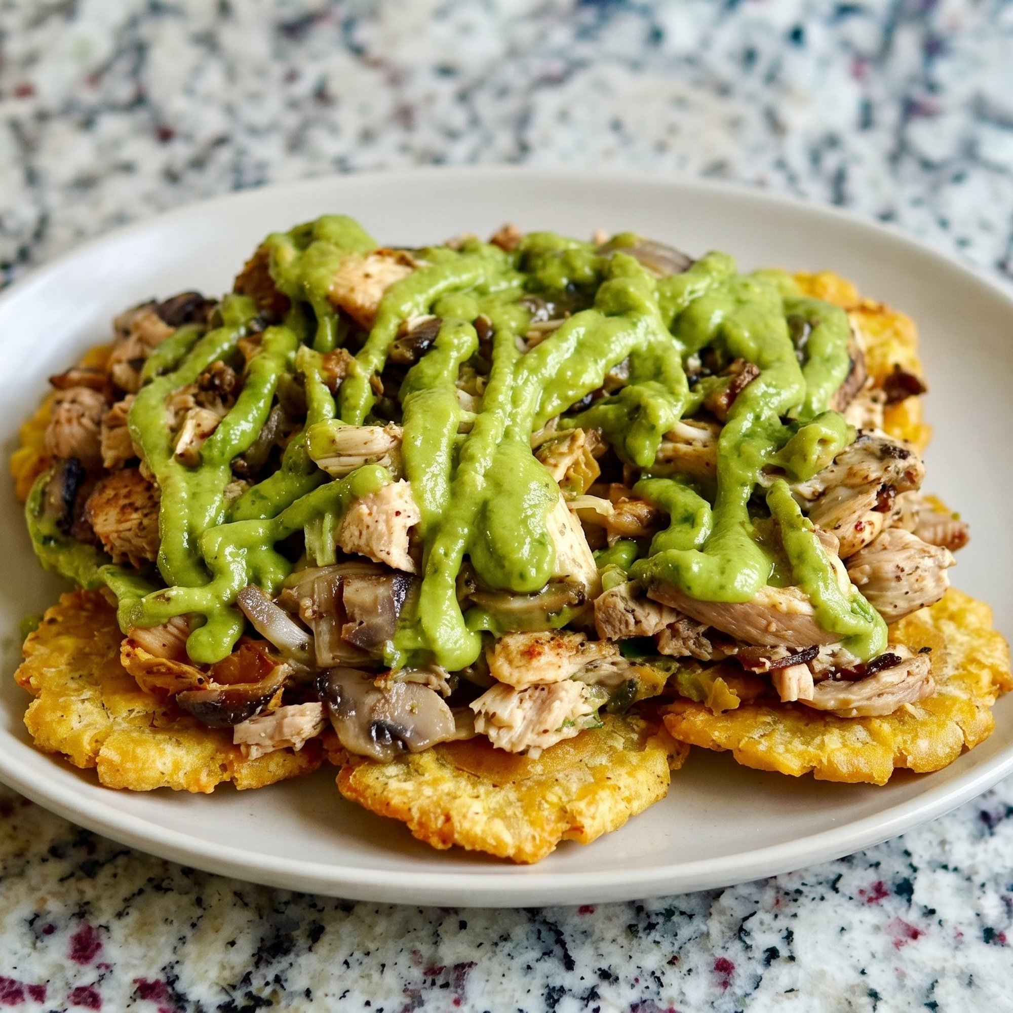 Chicken Bomb Tostones
