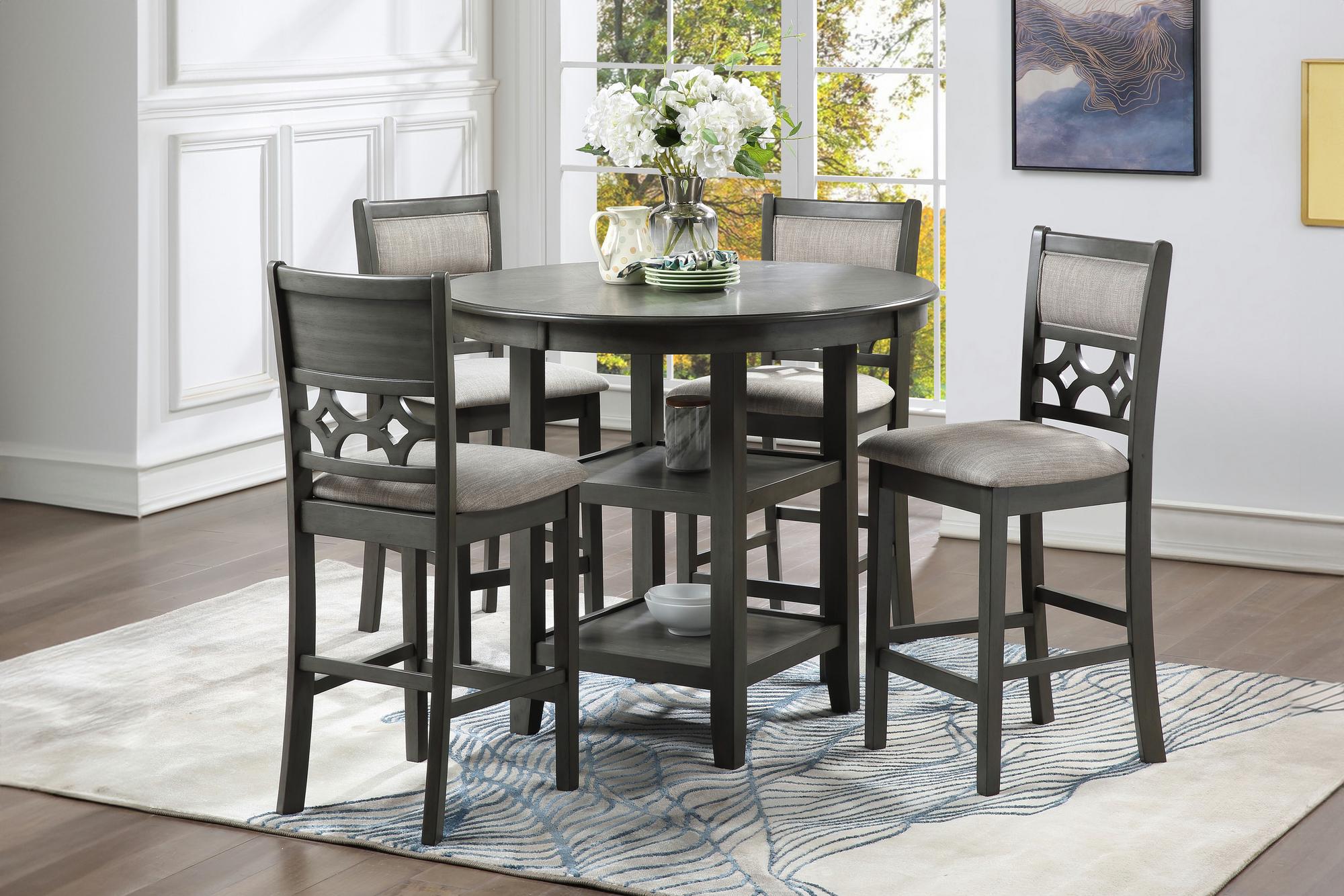 Mitchell 5-Piece Counter Height Dining Set w/ Table & 4 Chairs - Gray