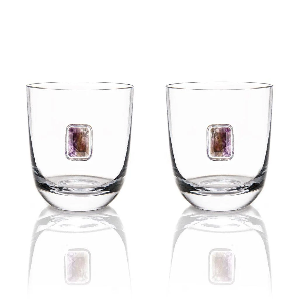 ANNA New York - Amethyst Double Old Fashion Glasses, Set of 2