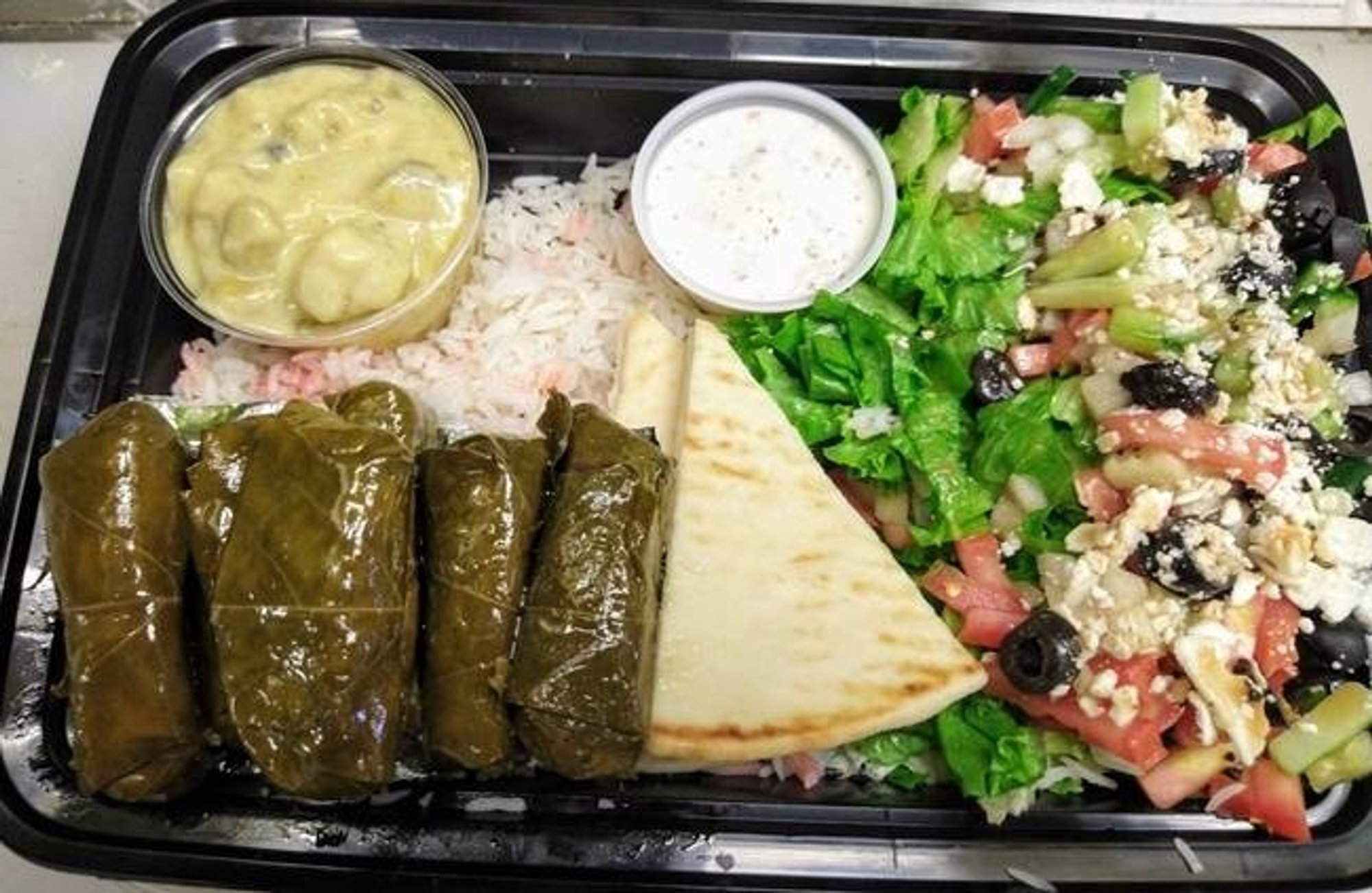 Stuffed Grape Leaves and Baba Ghanoush Plate