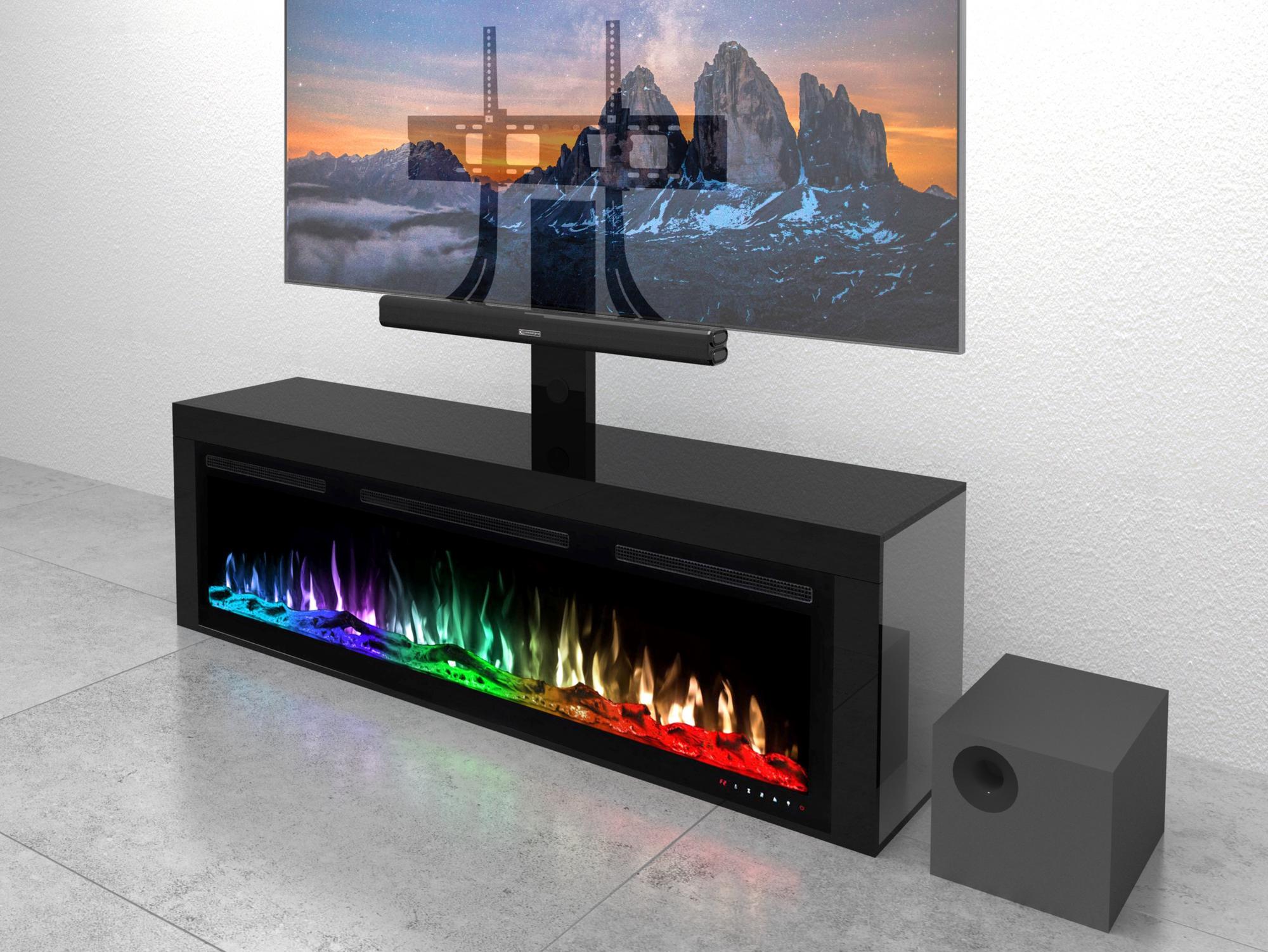 xFlame TV Stand w/Bluetooth Fireplace for 80"TV 