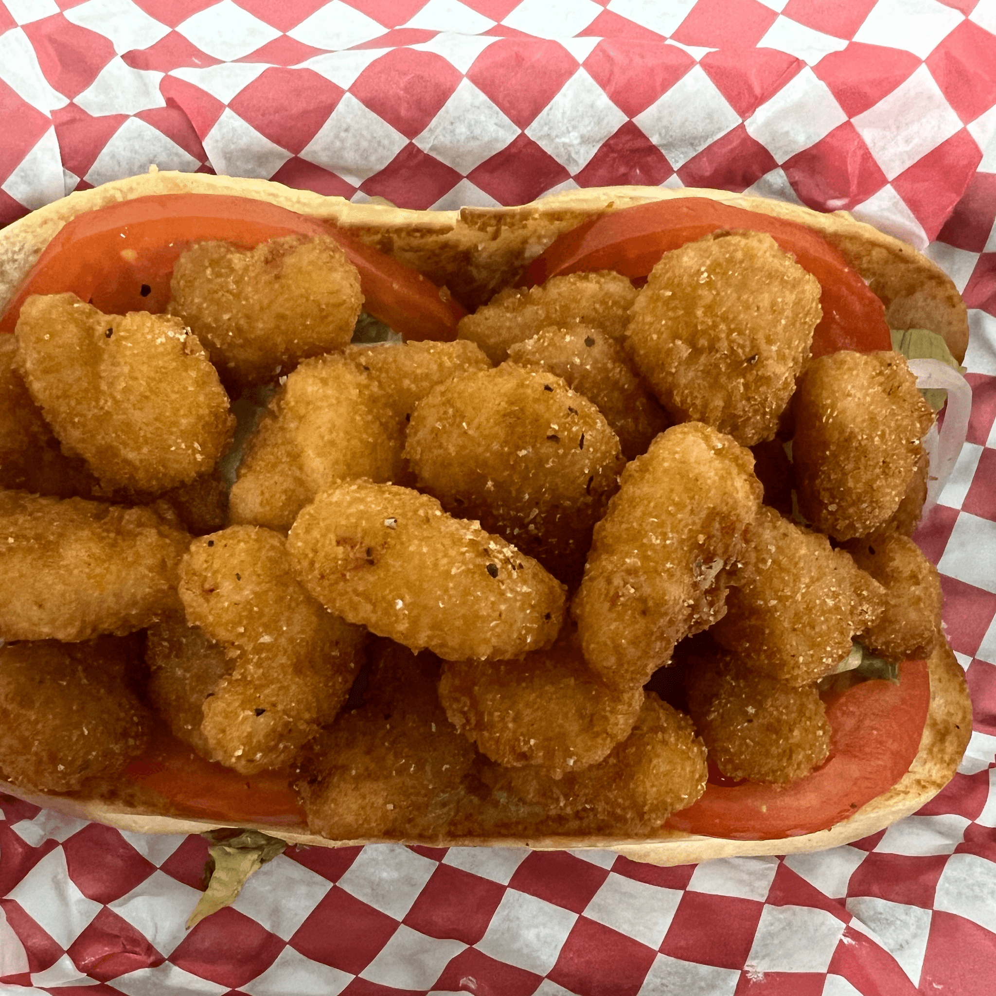 POPCORN SHRIMP PO BOY WITH FRIES