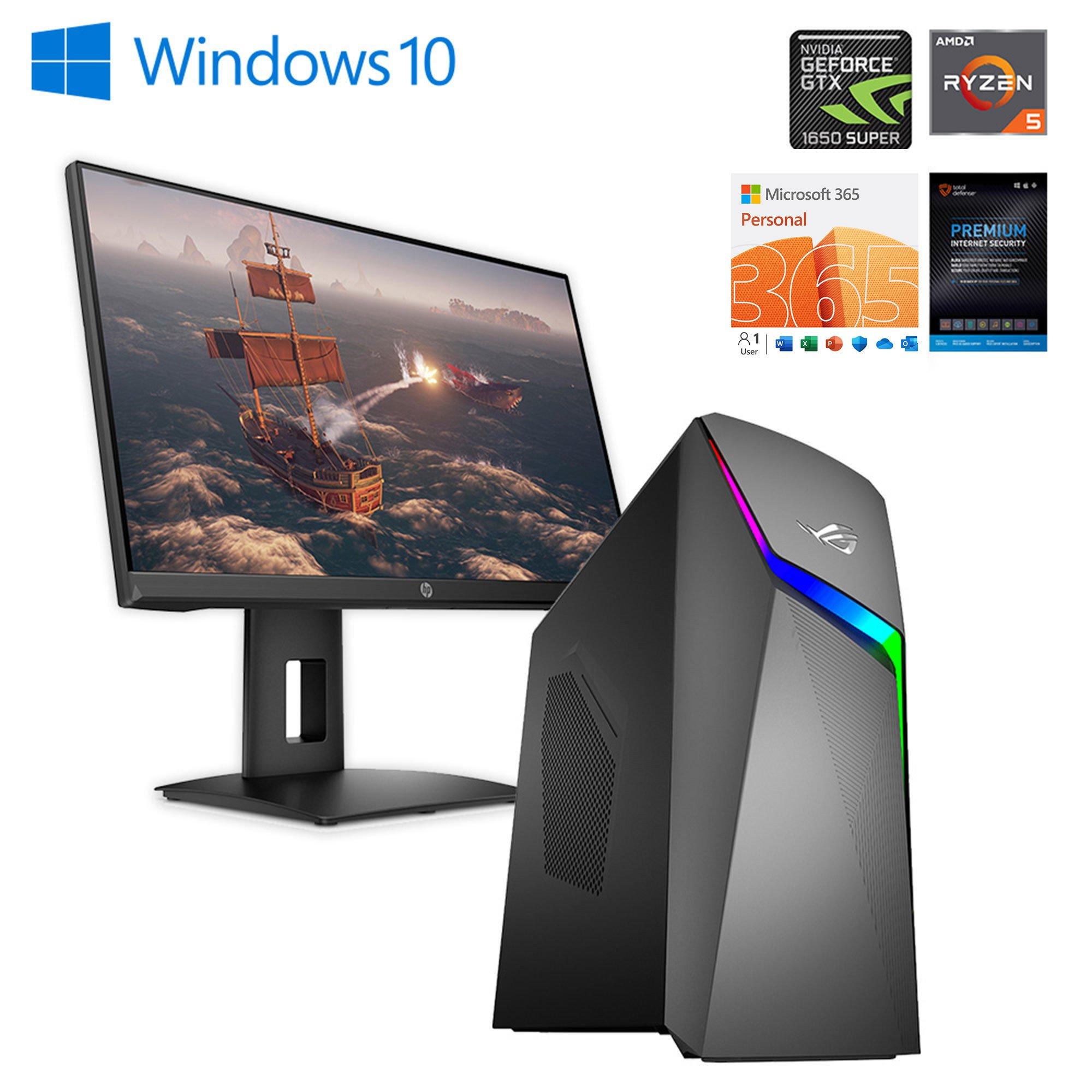 24" FHD Gaming Monitor & ROG Gaming Desktop AMD Ryzen 5 w/ Total Defense Internet Security v11 & Mic