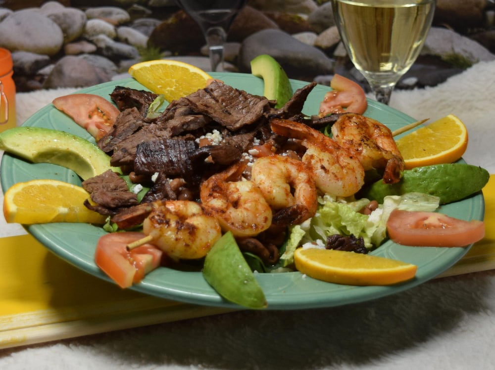 Carne Asada and Shrimp Salad