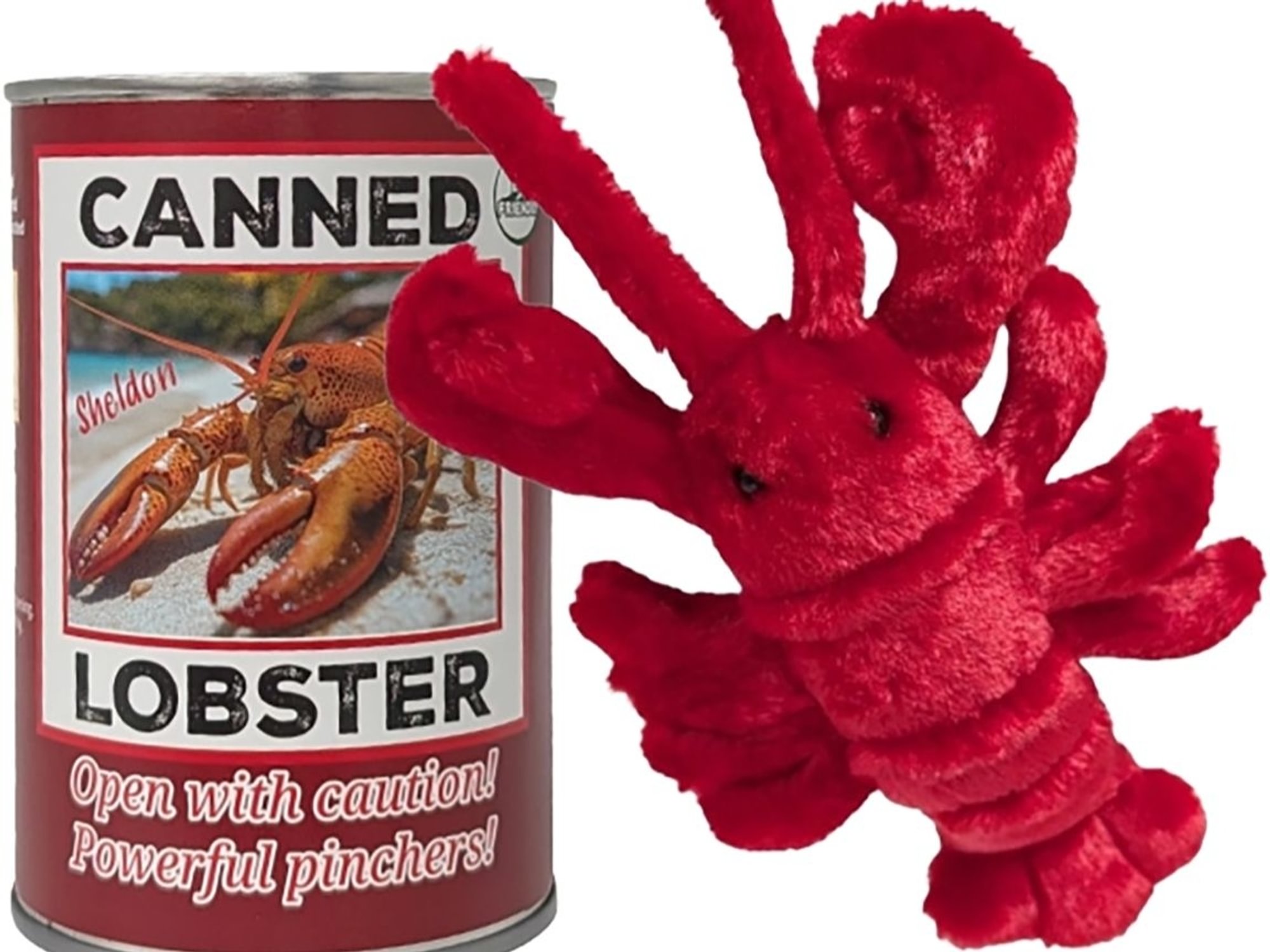 Sheldon the Canned Lobster - Eco-Friendly Plush w/Jokes Foil Lid