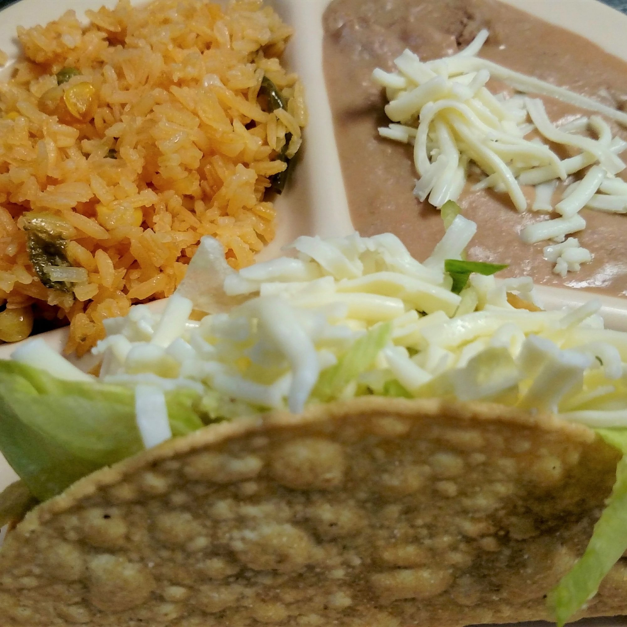 B. Taco, Rice and Beans