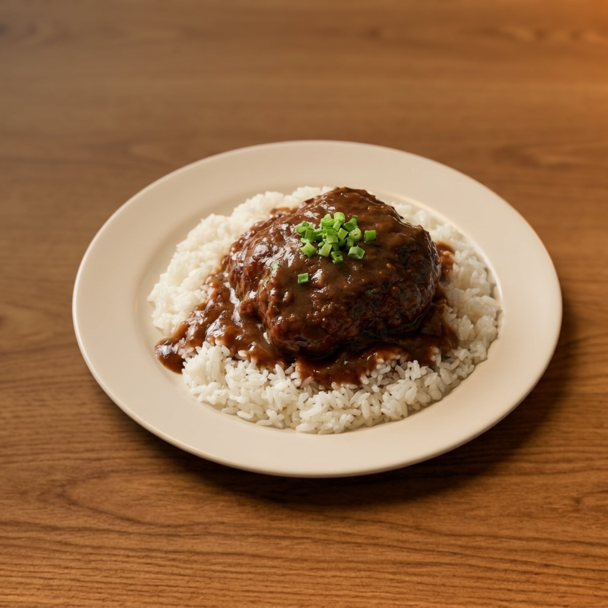 Hickory Smoked Hamburger Steak w/Jas Rice
