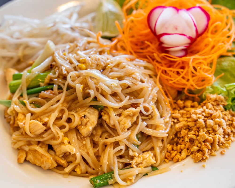 Pad Thai served with 1 Crispy Veg Roll