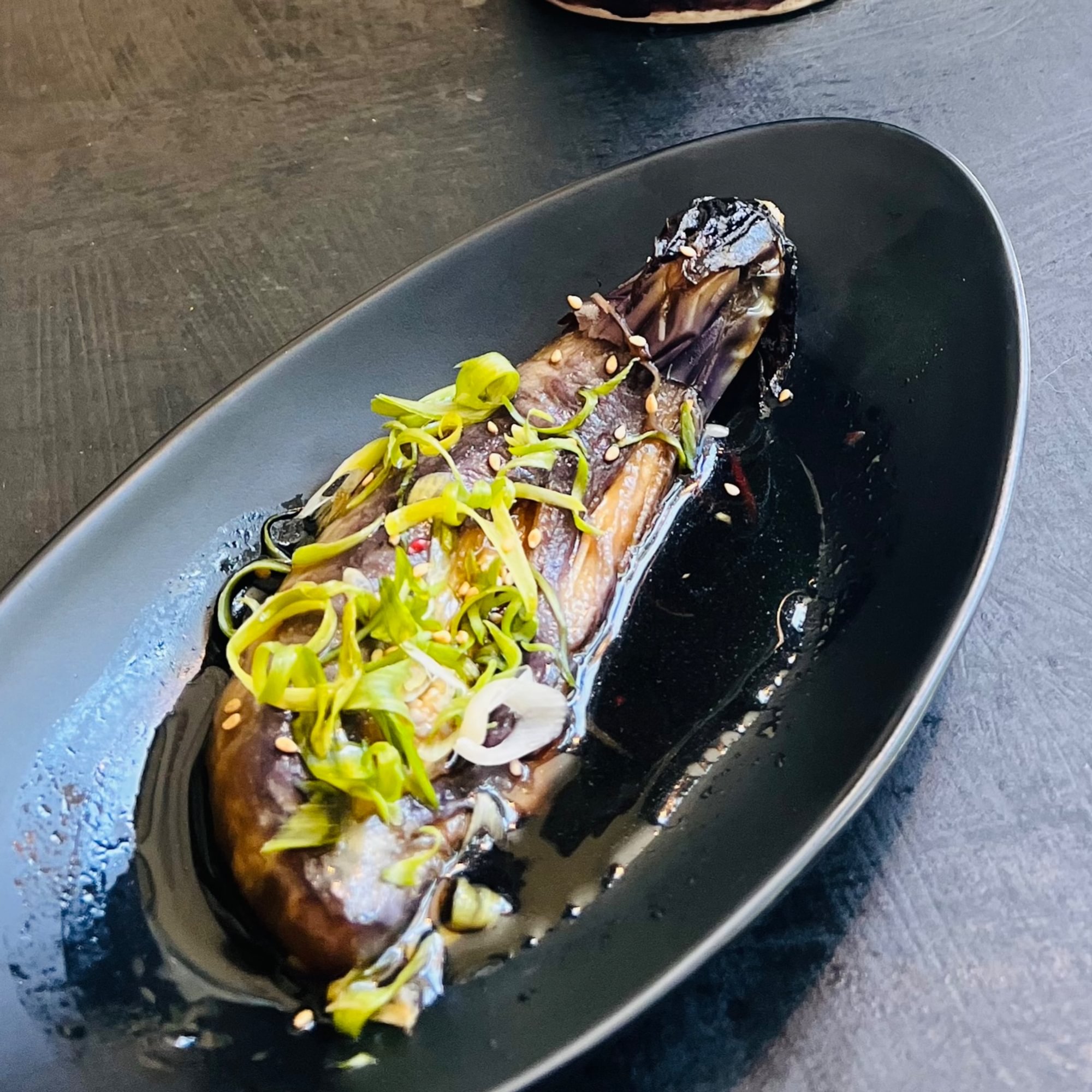 Fried marinated eggplant