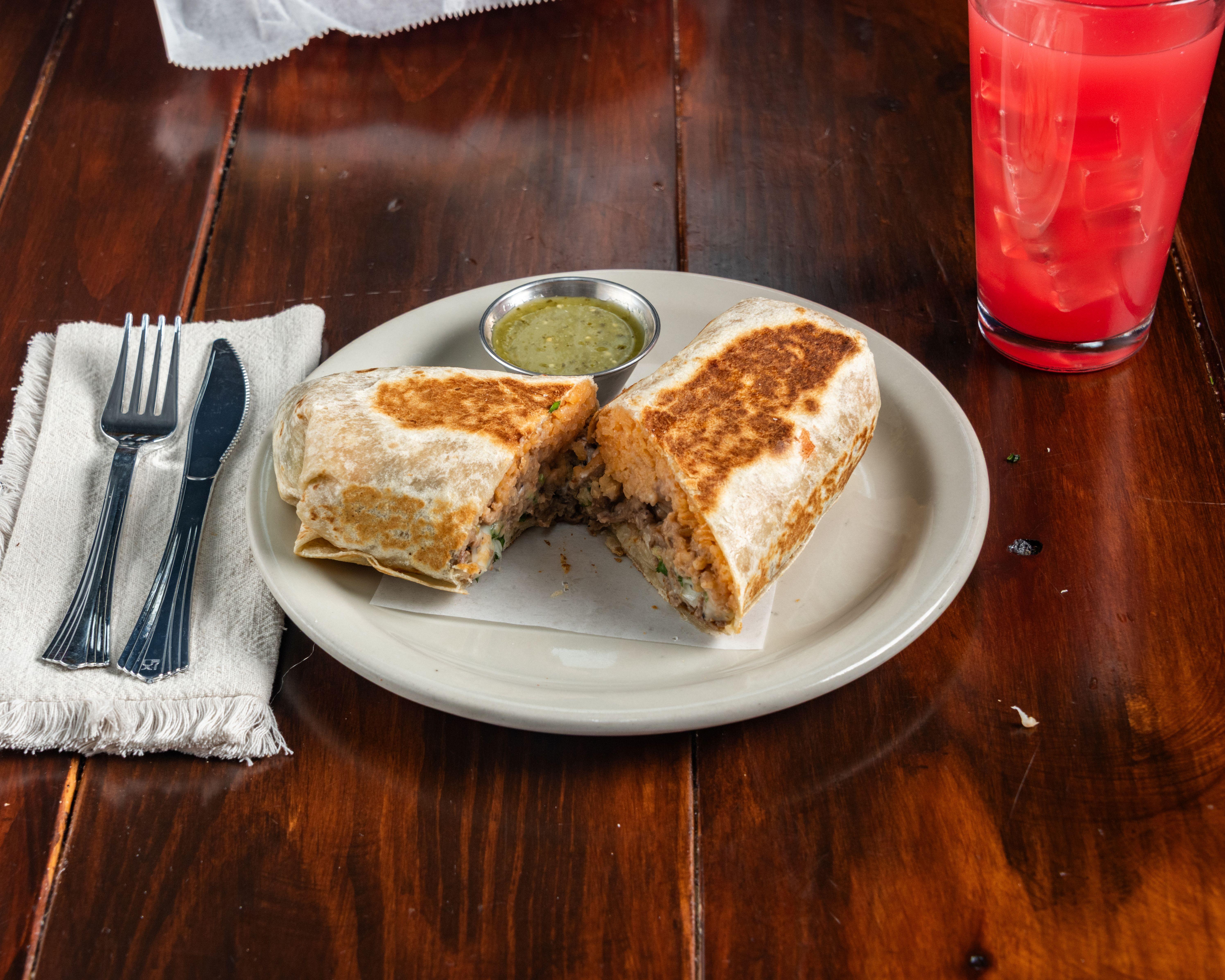 Breakfast Burrito with Eggs 1 Meat, Cheese and 1 Salsa Choice