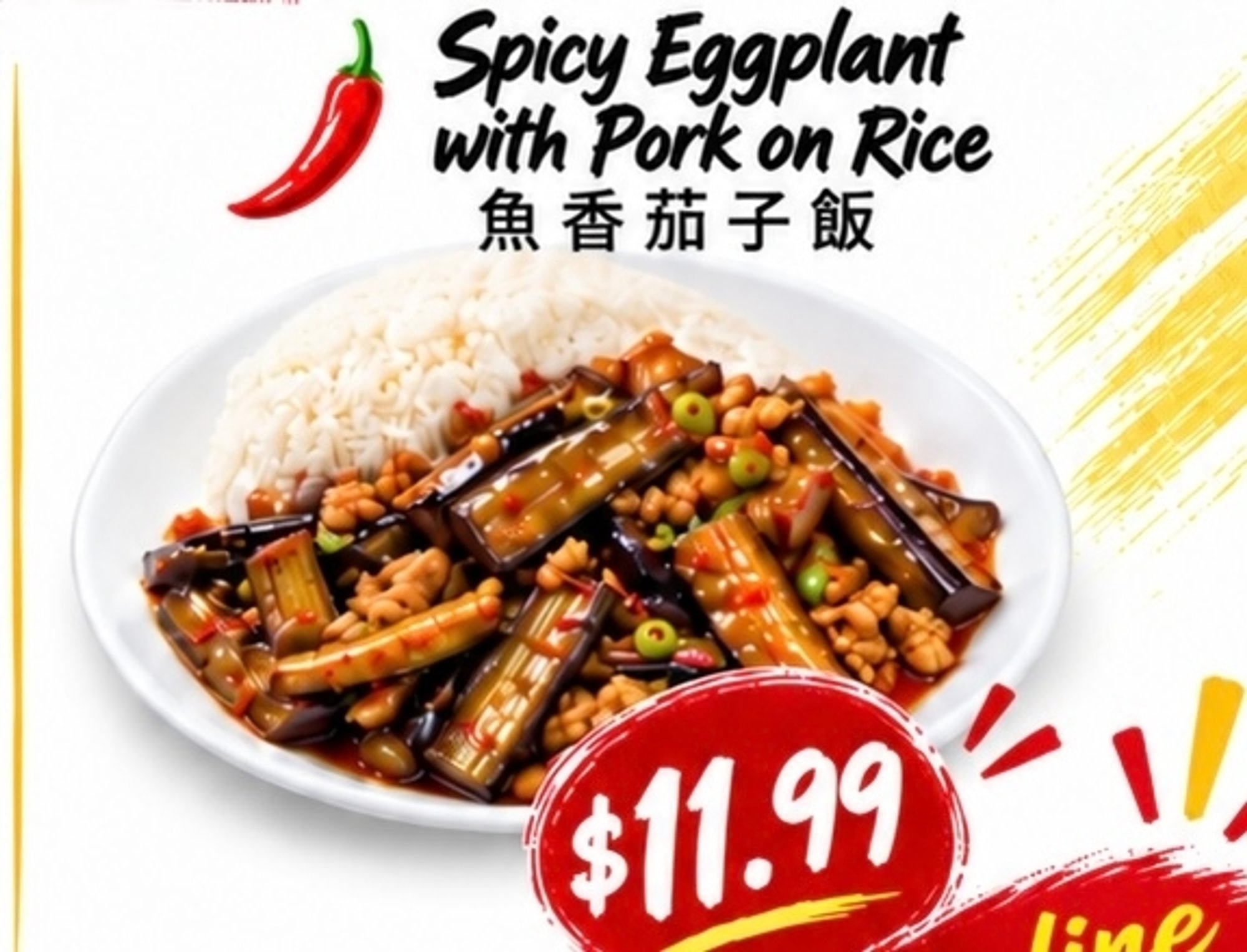 Spicy eggplant with Pork on Rice