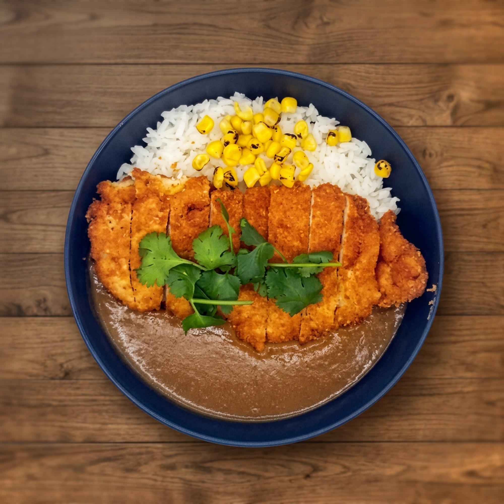 Chicken Cutlet Curry Over Rice Bowl