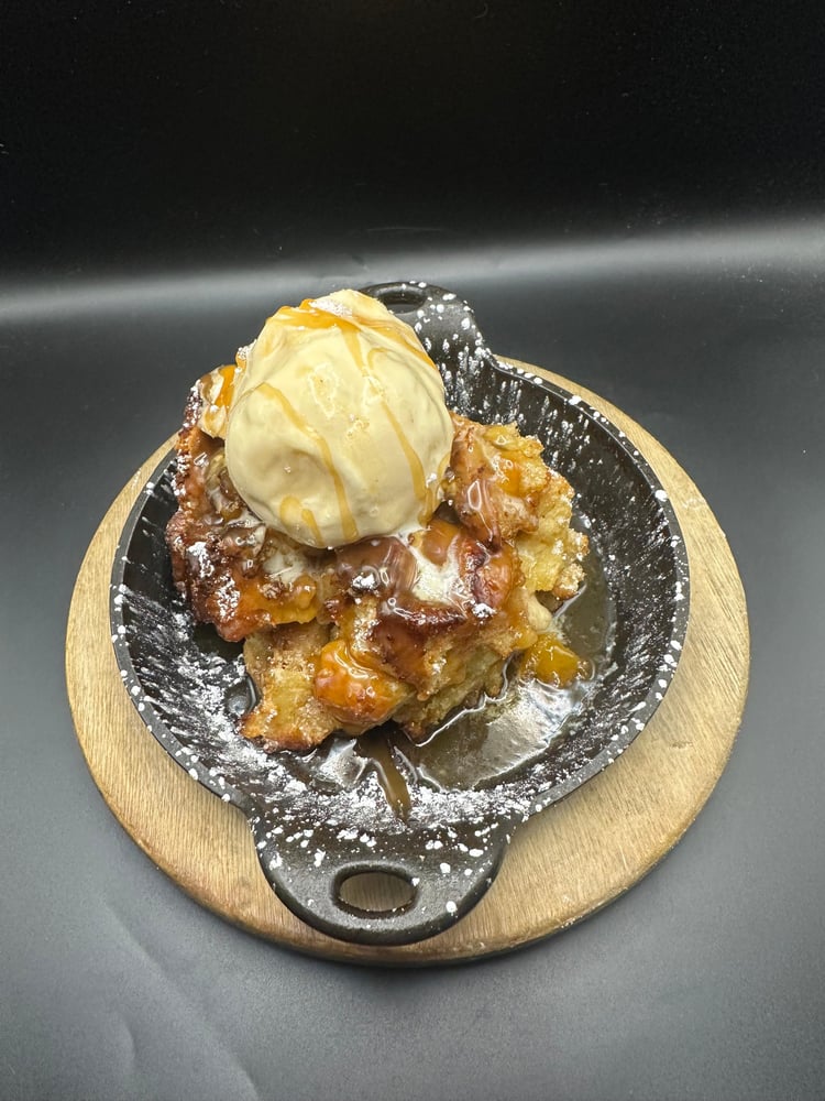Peach Cobbler Bread Pudding