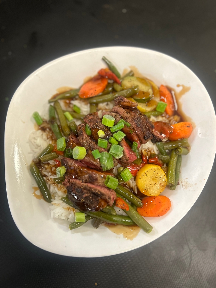 Bourbon Glaze Steak Rice Bowl