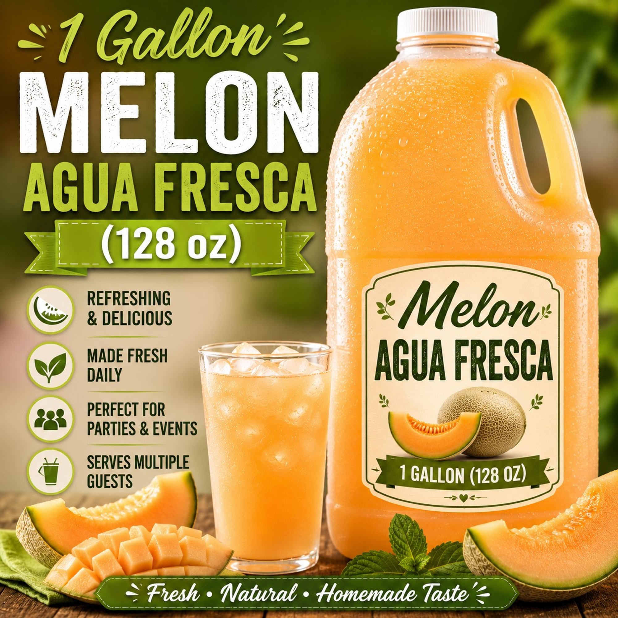 1 Gallon Melon Juice (128 oz)