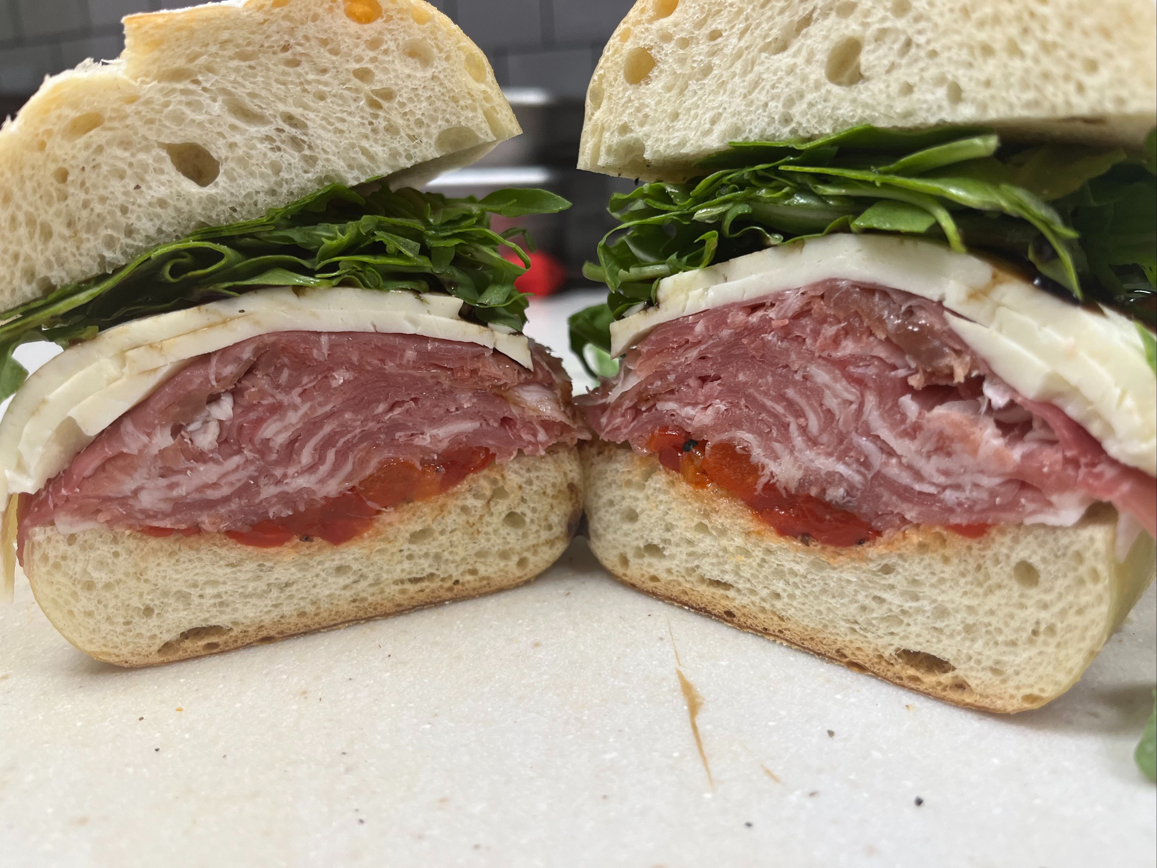 21. Imported Prosciutto di Parma, Grande Fresh Mozzarella & Roasted Red Peppers