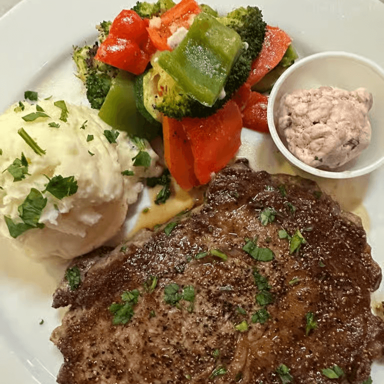 Grilled premium rib eye dinner
