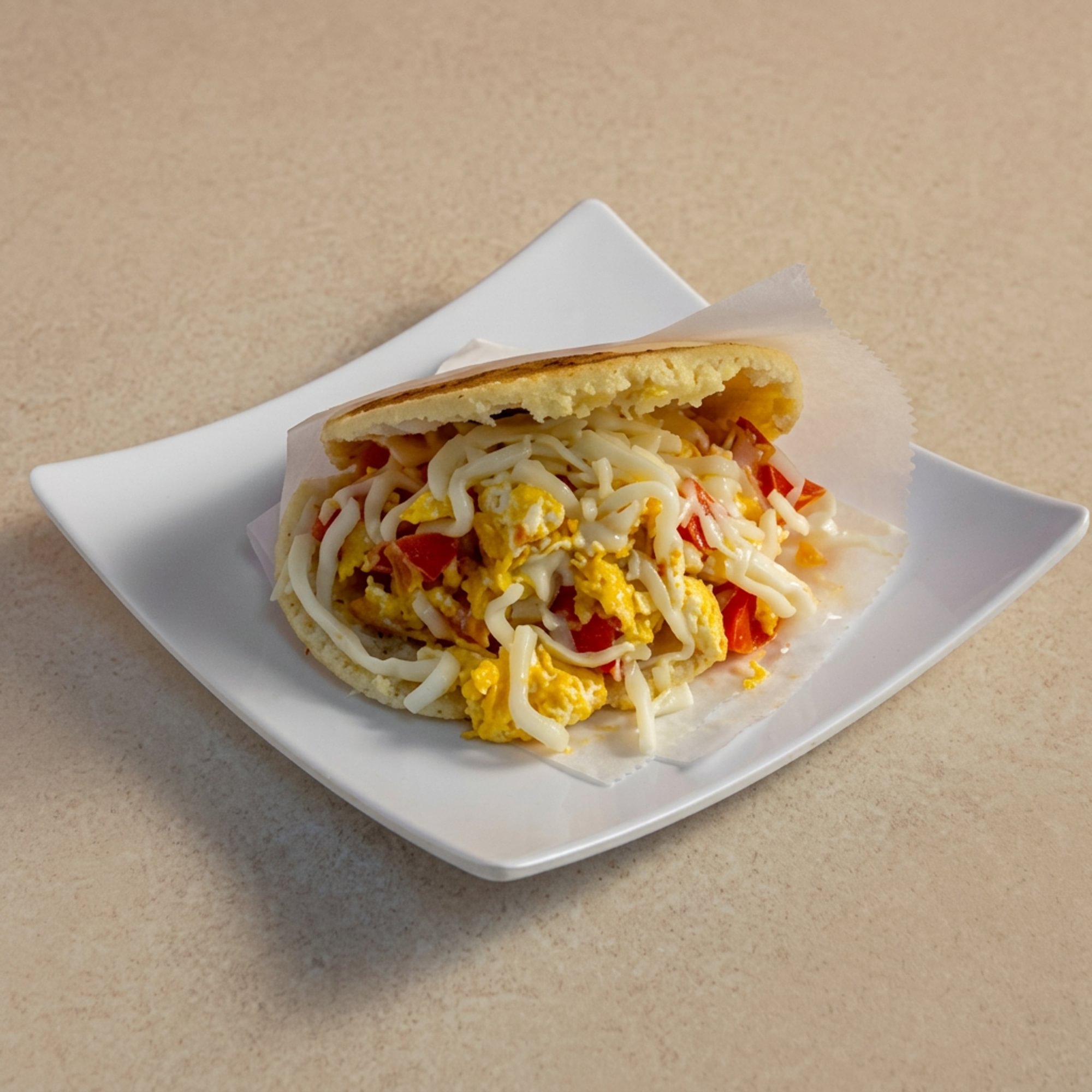 Arepa Perico (Scrambled Egg Cornmeal Sandwich)