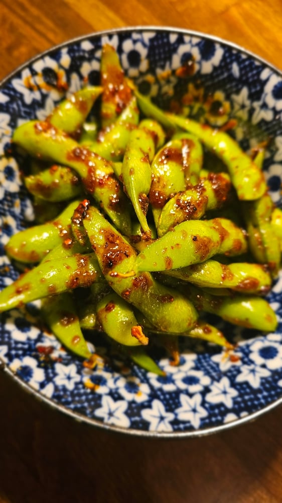 Spicy Garlic Edamame