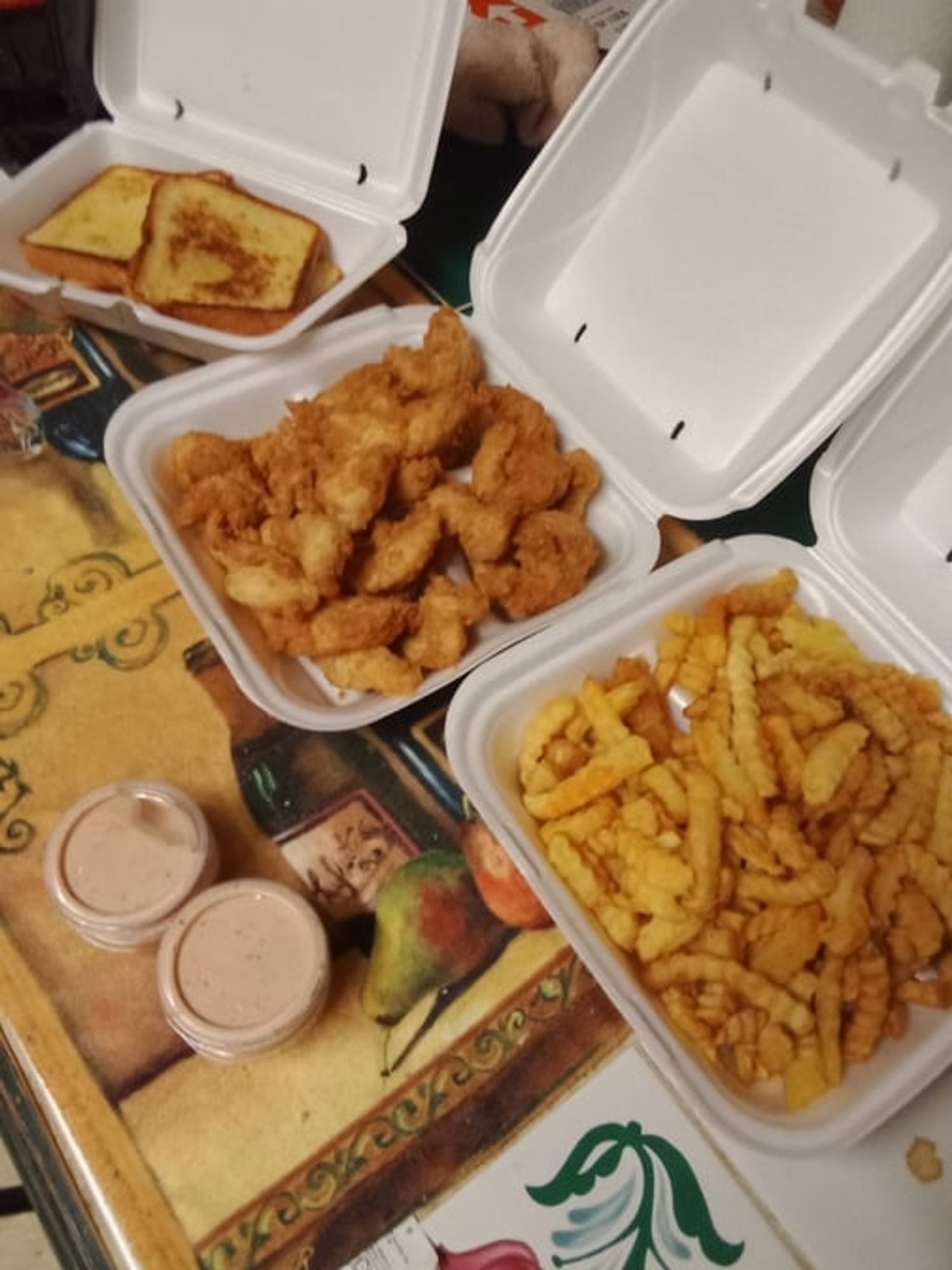 20 Fingers with Sauce, Plate of Fries, and 4 Toast