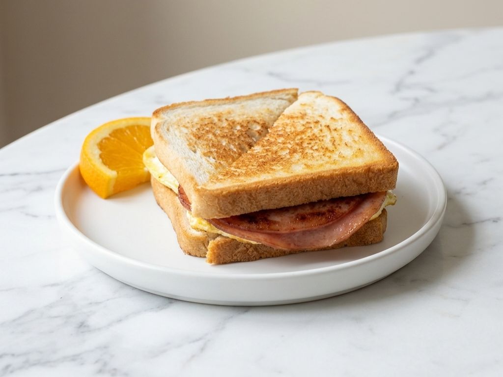 Breakfast Fried Bologna & Egg Sandwich