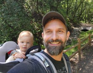 David and Billie Glover on a walk in a park