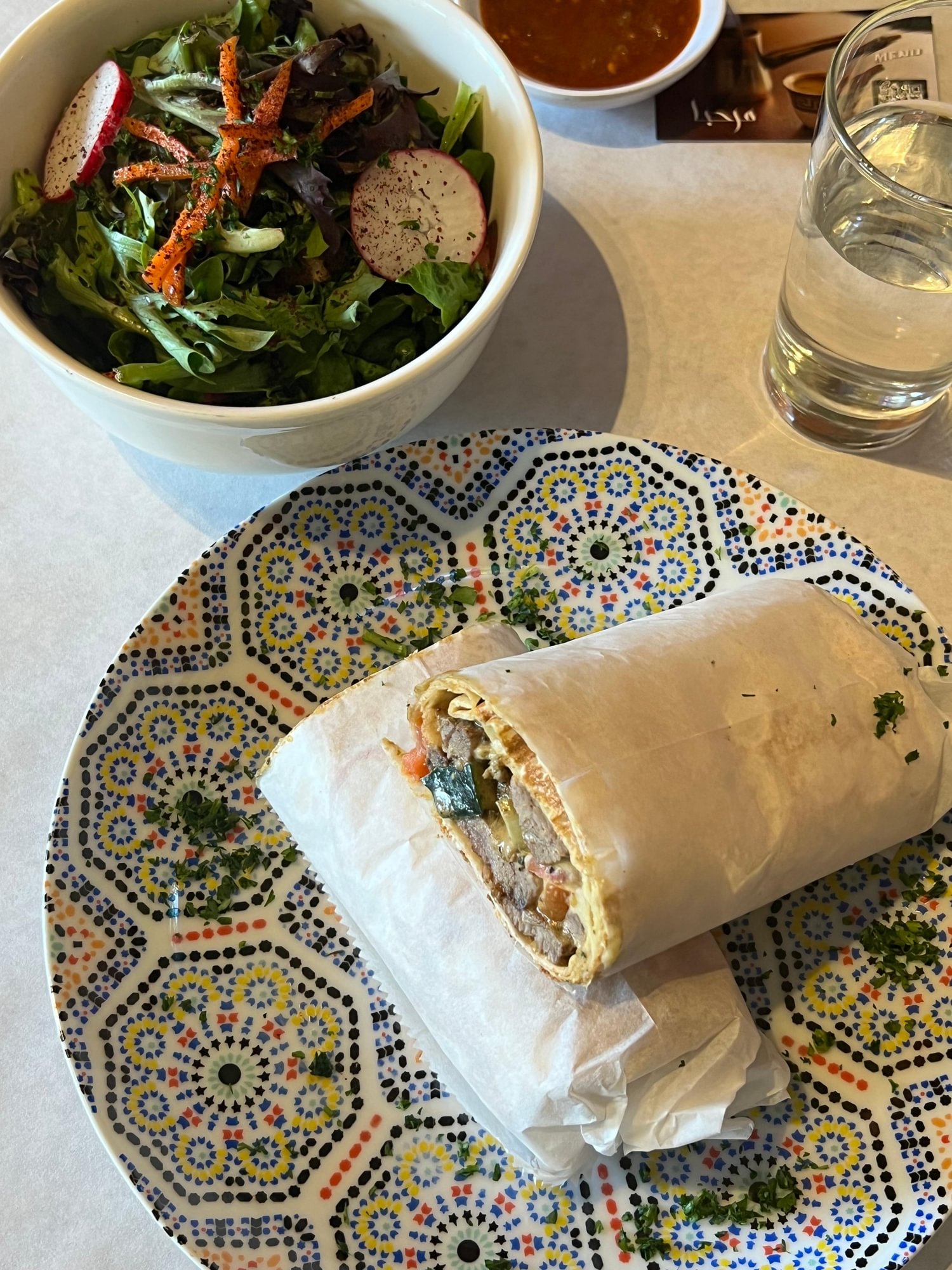 Sandwich kefta kabob wrap