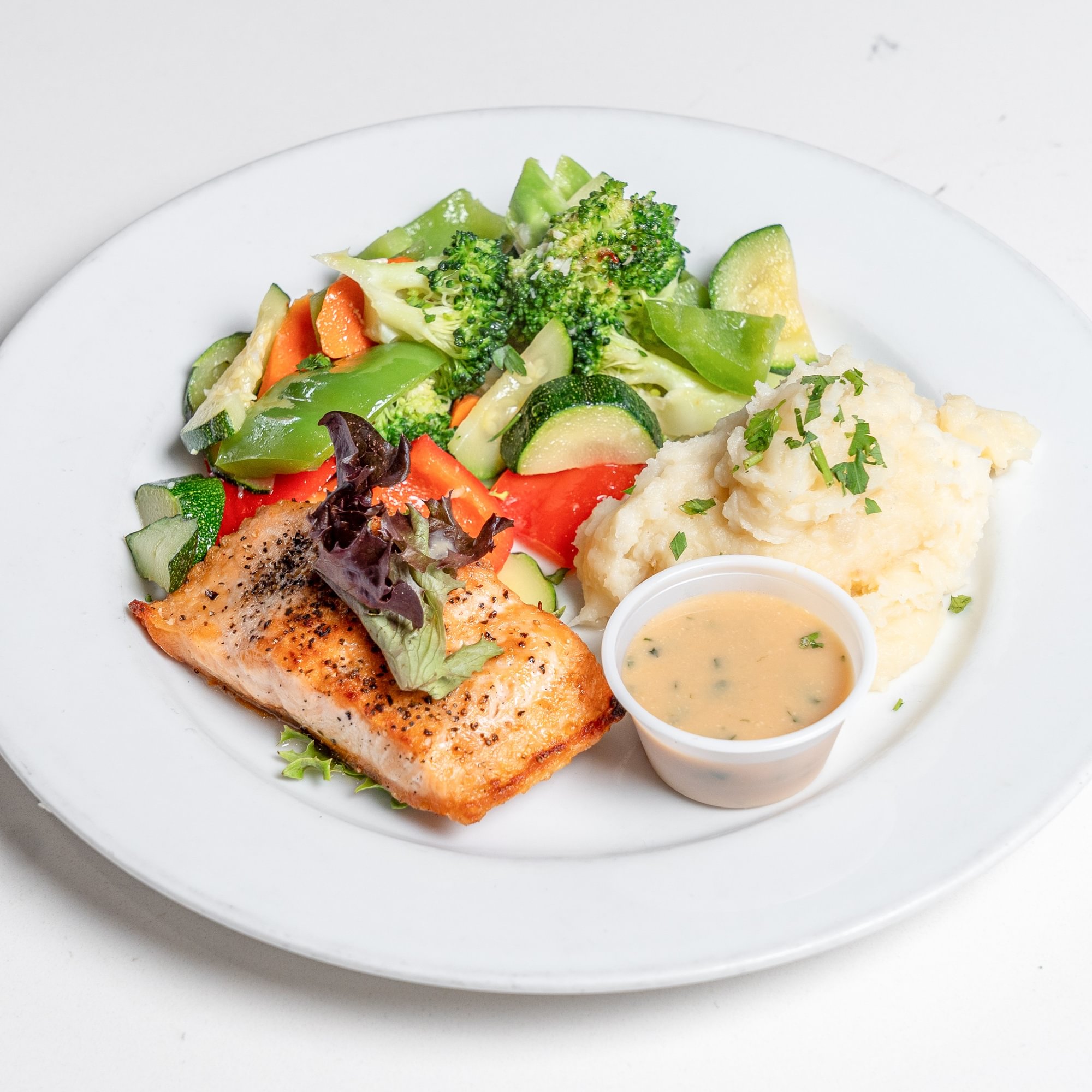 Miso glazed salmon filet dinner