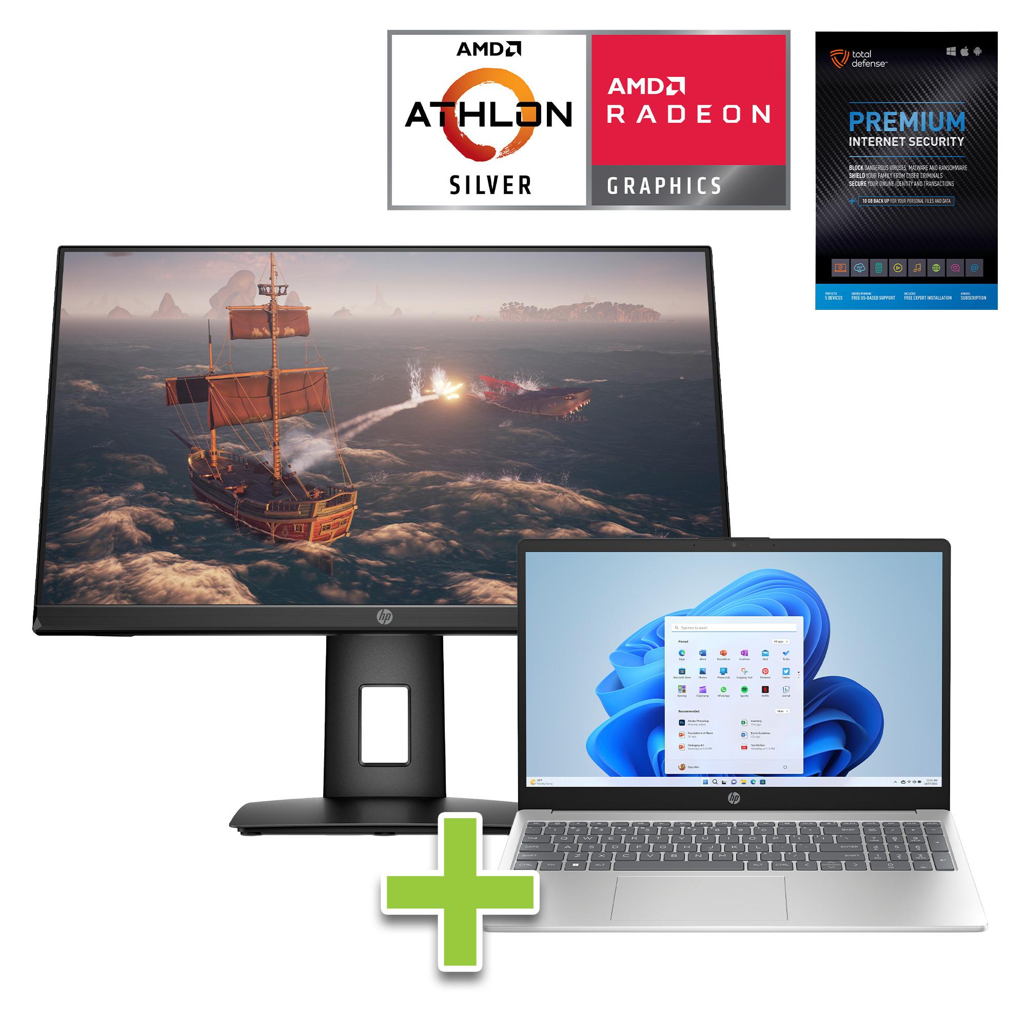 15" Laptop  w/ Total Defense & 24" Monitor