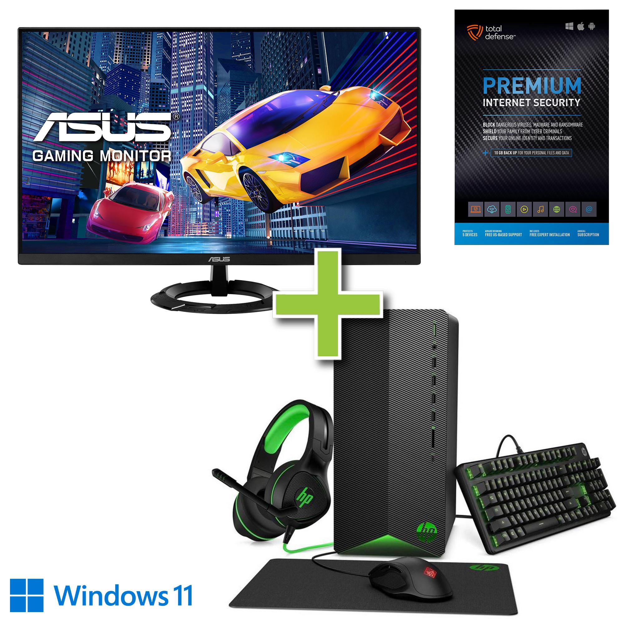 HP Gaming Desktop PC w/ Total Defense Internet Security & 27" Monitor