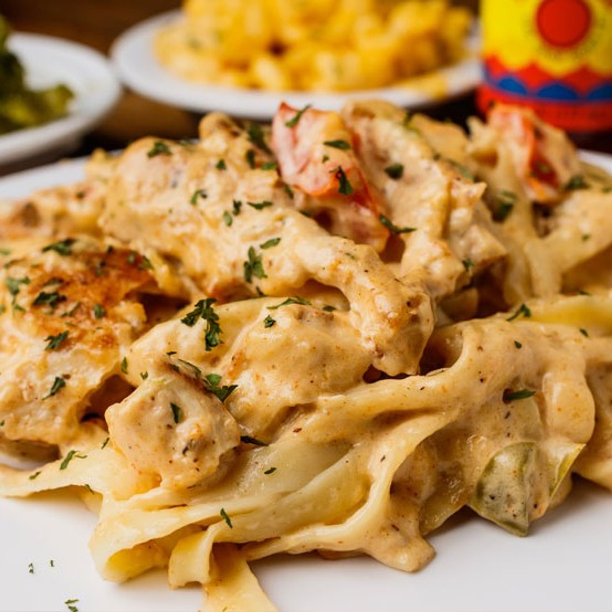 Chicken & Shrimp Fettuccine with One Side