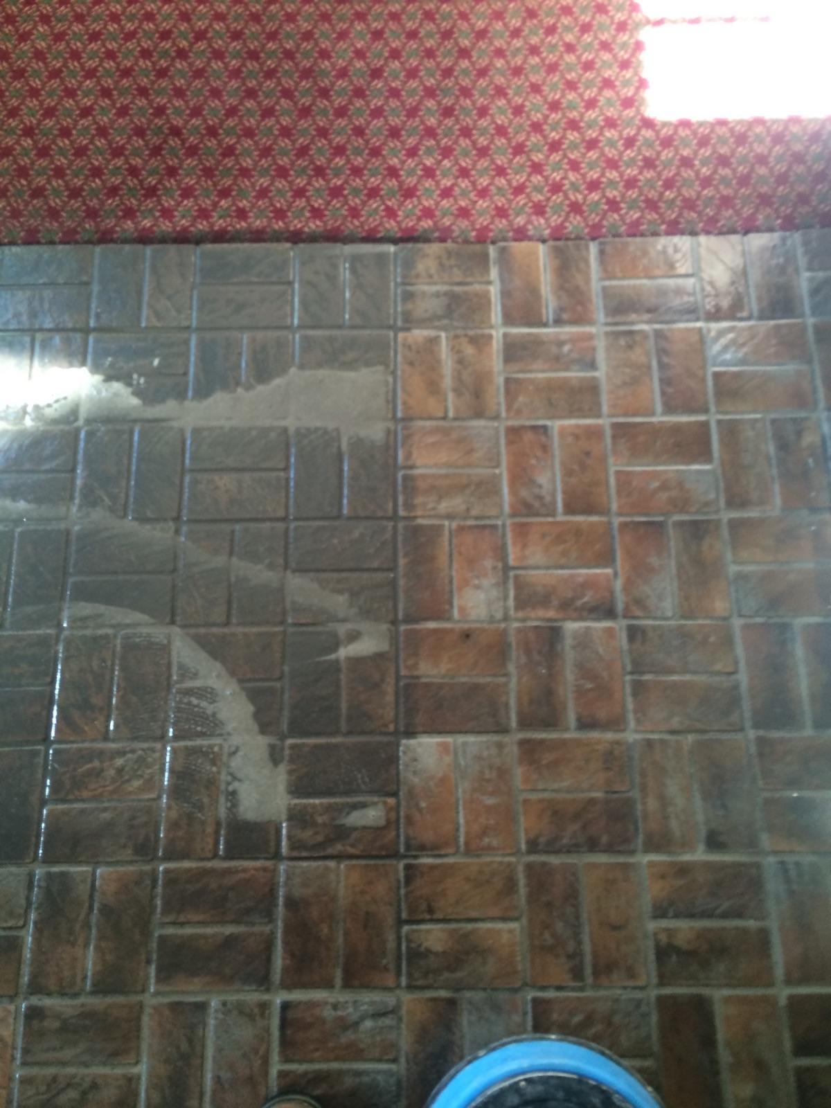 Tile floor at a New hope pa restaurant. This floor went from greasy to sparkling clean!