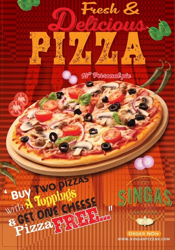 Buy 2 Personal Pizza W/ Toppings get 1 Personal Pizza Free