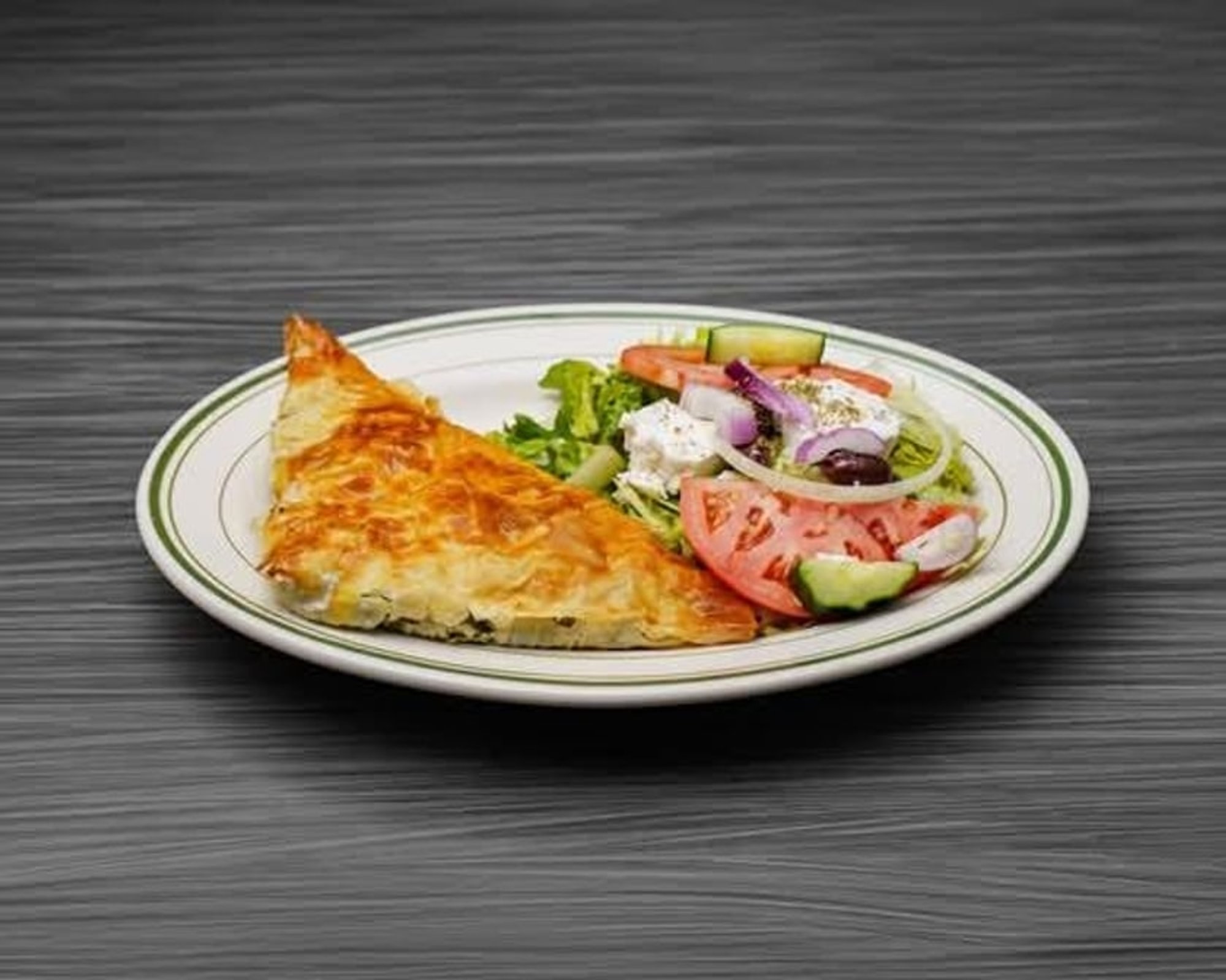 Greek Spinach Pie Served with Greek Salad