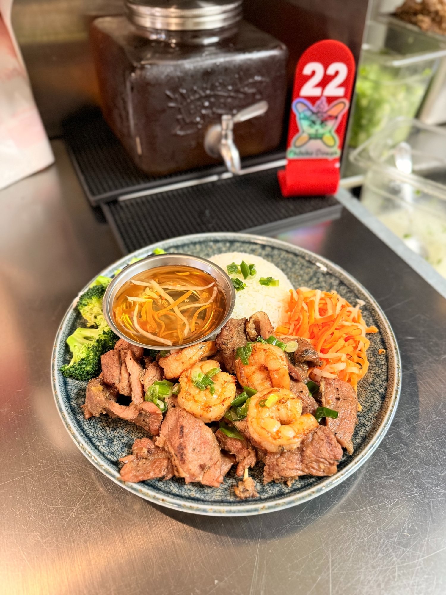 Grilled Shrimp & Pork Over Rice (Cơm Tôm Heo Nướng)