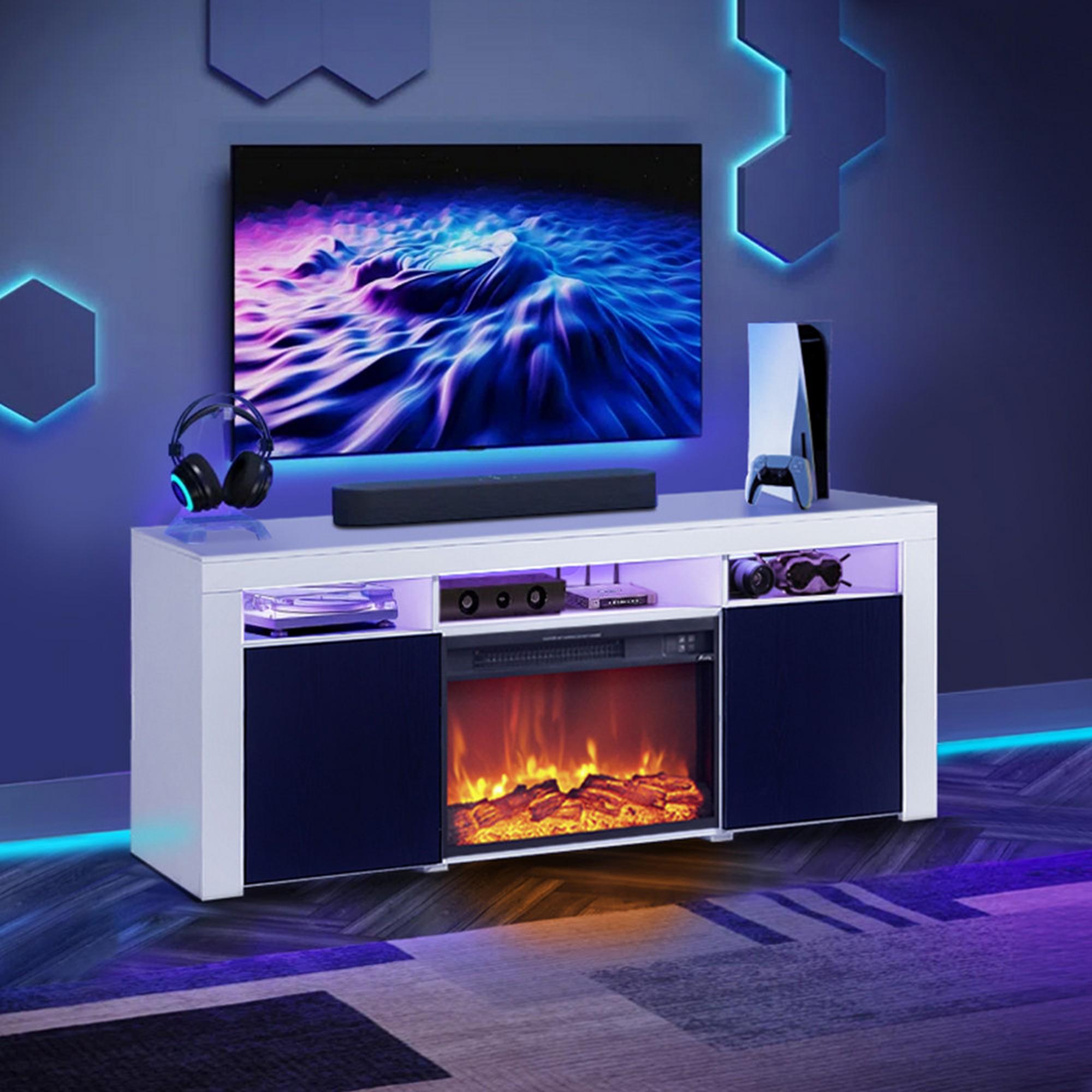 68" Lenexa TV Console w/LED & 26" Moscow Fireplace Insert 