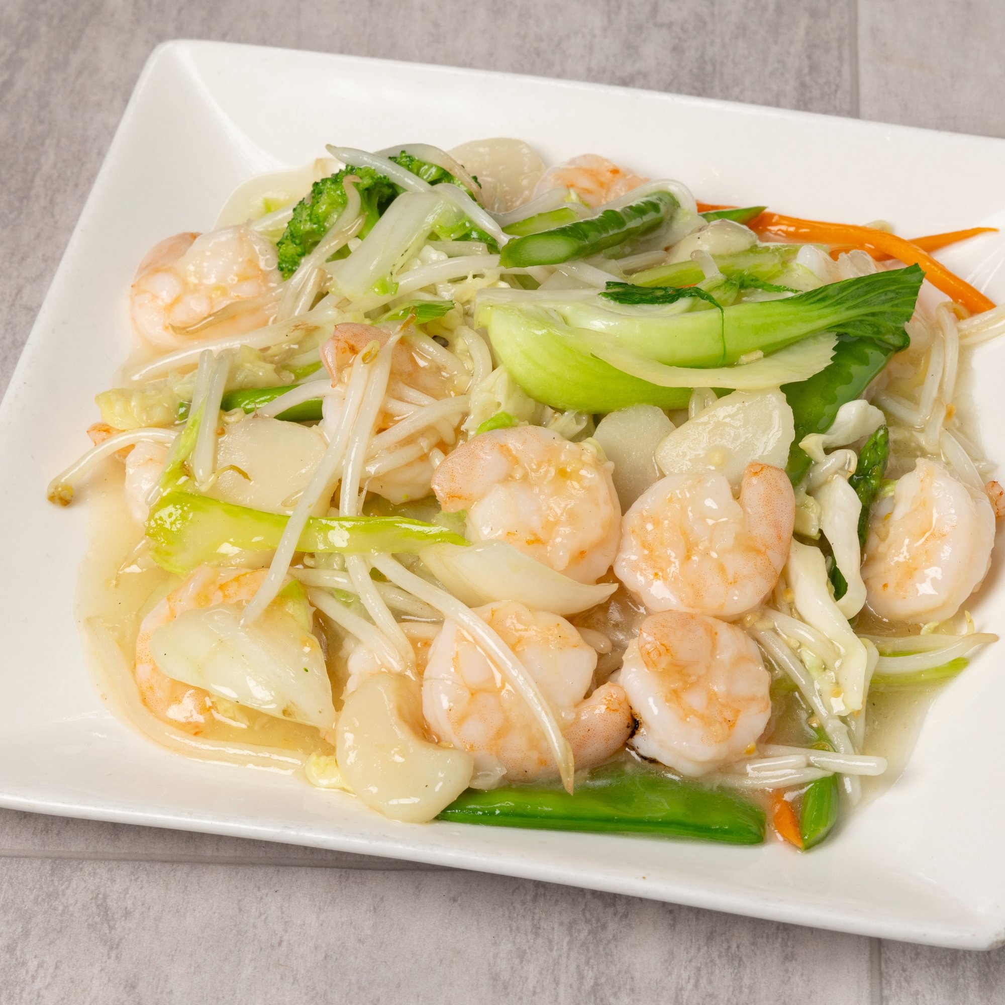 Shrimp with mixed vegetables (lunch) / 素菜虾（午）