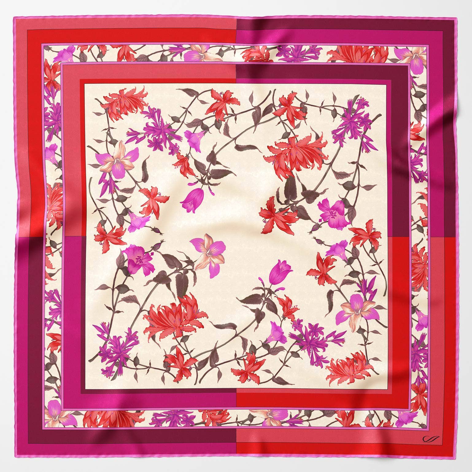 Serena - Hand Rolled ilk Foulard - Fuchsia