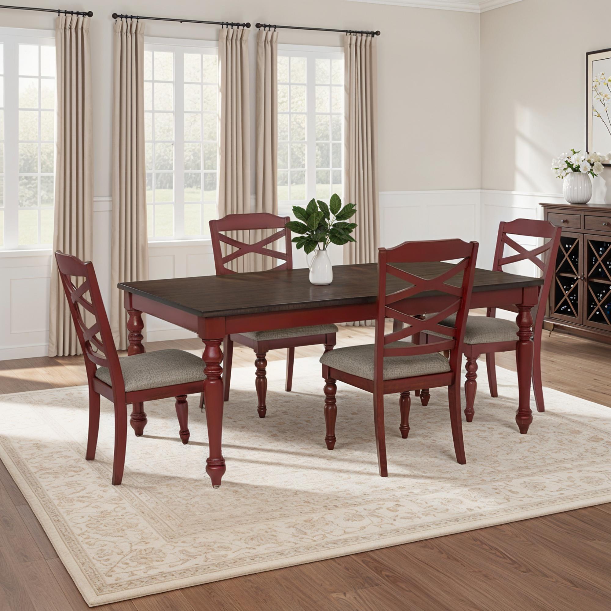 Trimble 5-Piece Dining Set w/ Table, Chairs, & Chair - Red