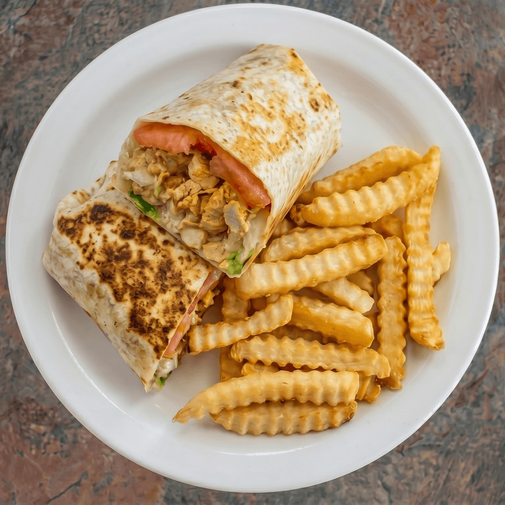 Grilled Chicken Wrap with Fries