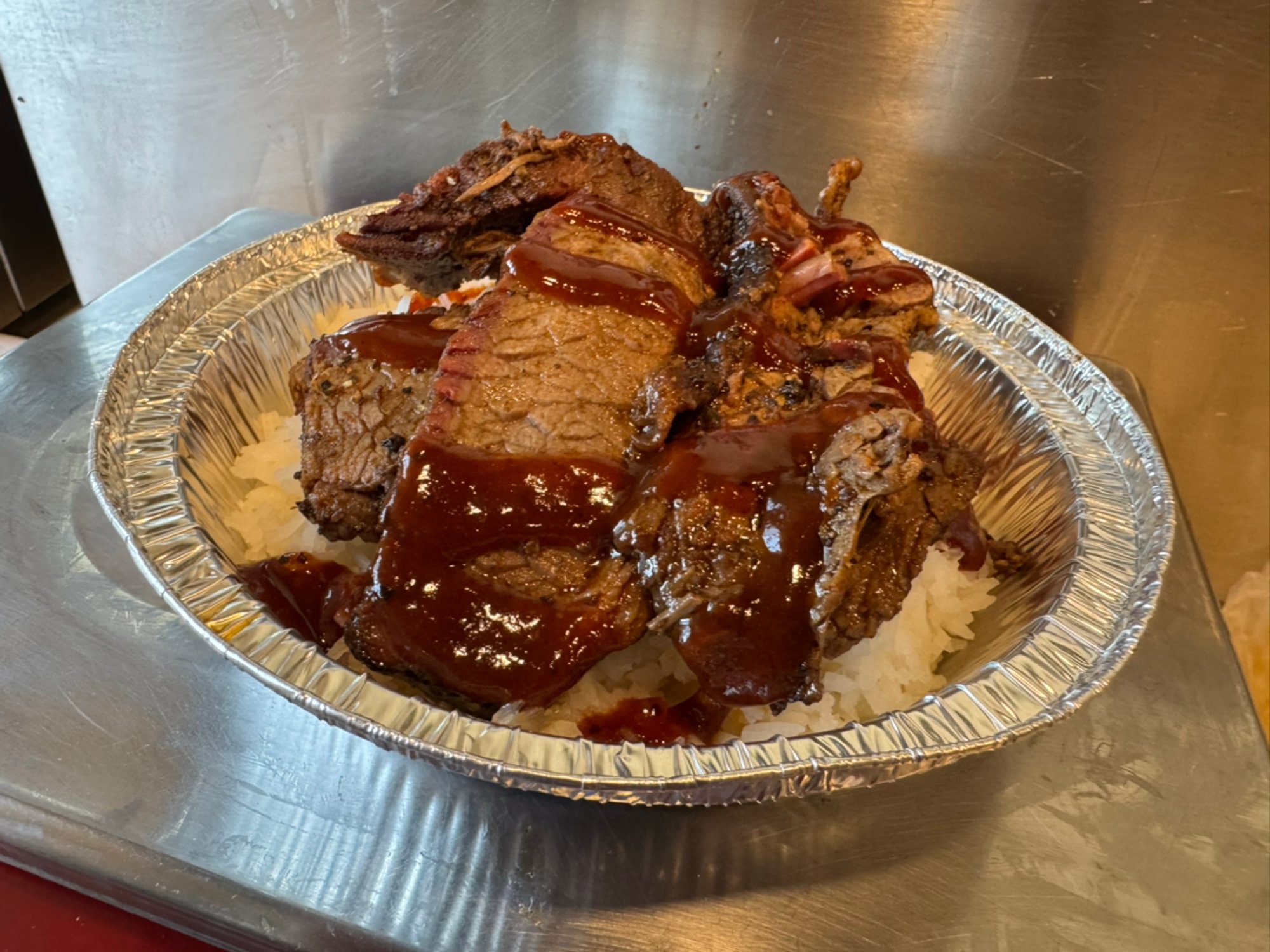 Smoked Brisket Over Rice