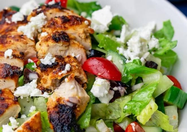 grill chicken GREEK salad