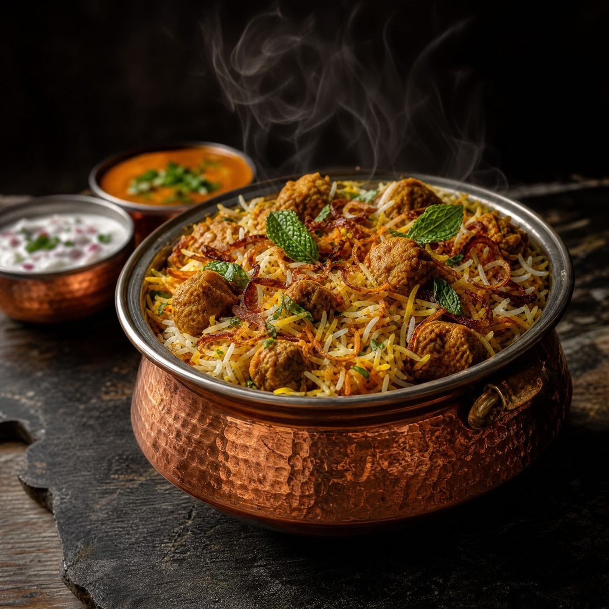 Hyderabadi Style Soy Chunks Veg Biryani