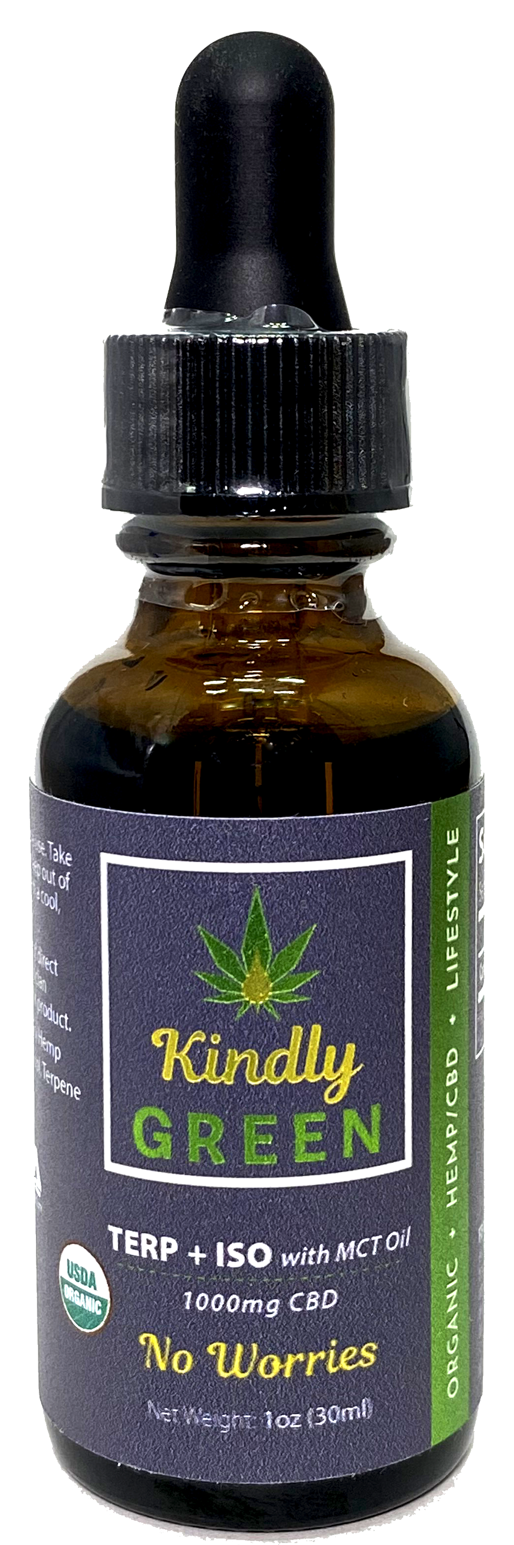 Kindly Green's Terp + ISO No Worries 1000mg CBD Tincture (30 ml)