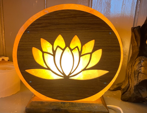 Round Lotus Flower Salt Lamp