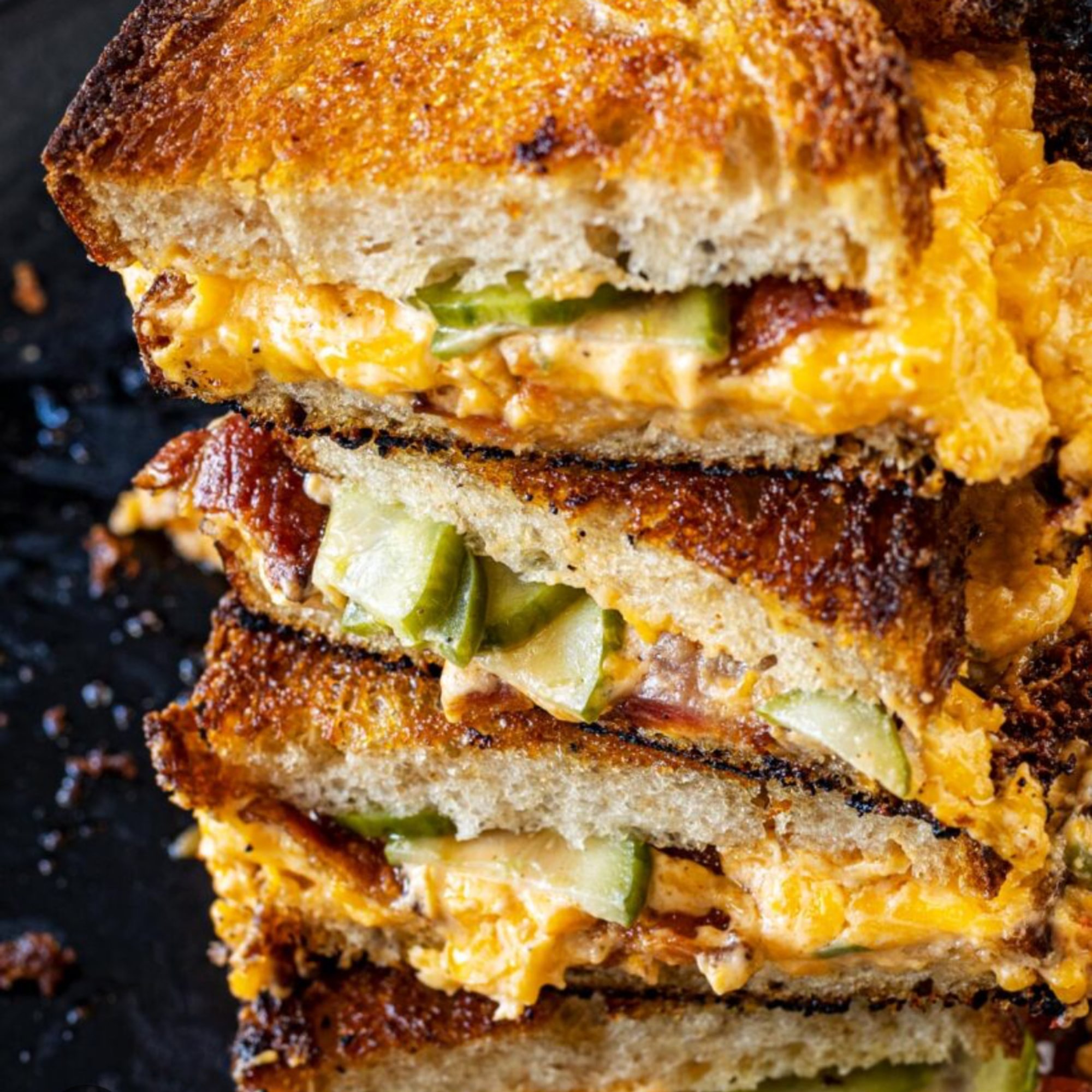 Grilled cheese with bacon sandwich