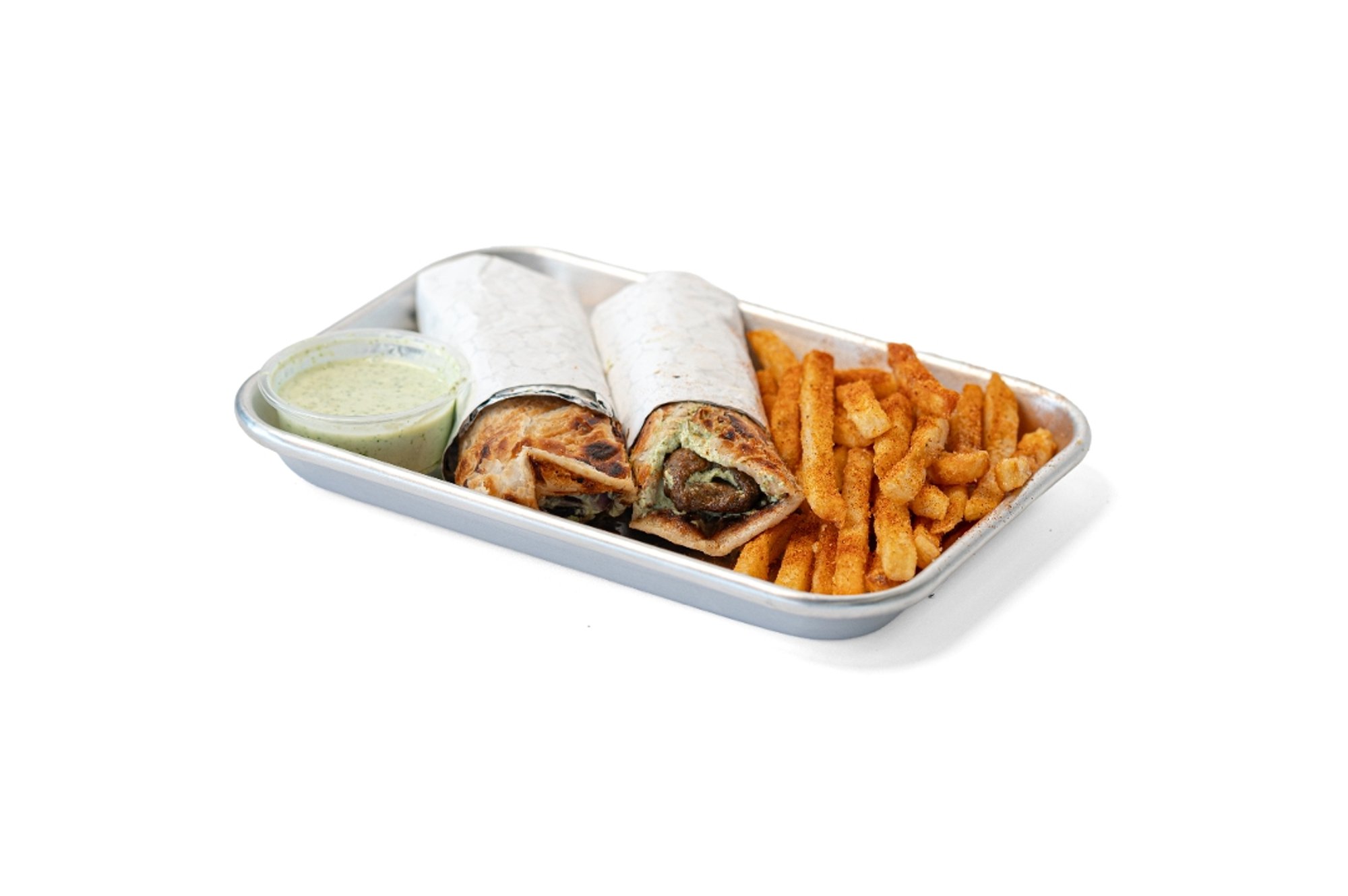 Cle Paratha Roll Beef Seekh Kabab with Seasoned Fries