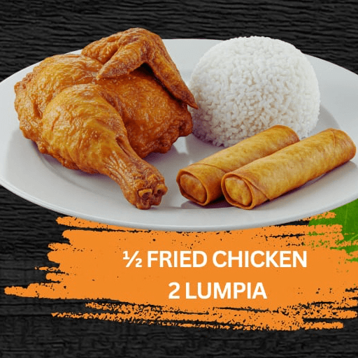 Half Fried Chicken with Rice Lumpia